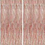 2-Pack Rose Gold Foil Fringe Curtains 3x6.5 ft for Party and Event Decor