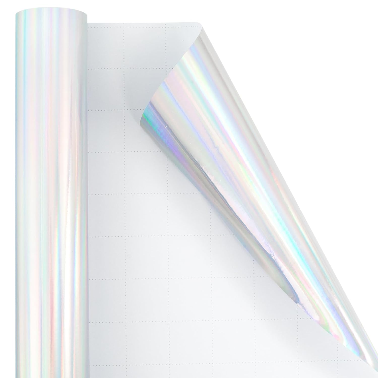 Holographic Iridescent Shiny Sparkle Metallic Glitter Silver Gift Wrapping Paper For Birthday, Valentines, Mothers Day, Graduation, Wedding, Fathers Day, Christmas (17 In X 32.8 Ft)