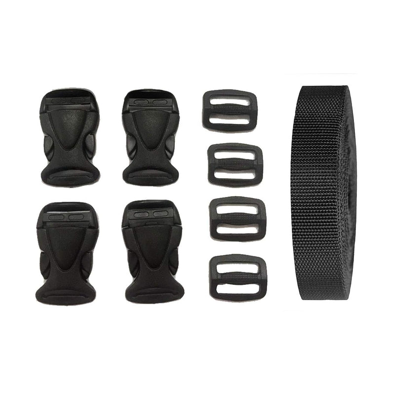 4 Pieces 1 Inch Plastic Quick Release Buckles And Tri-Glide Slides With 3 Yard