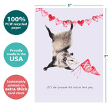 Tree-Free Greetings - Valentine's Day Greeting Card - Artful Designs - 1 Card + Matching Envelope - Made in USA - 100% Recycled Paper - 5 x 7 - Possum Love (SC20878)
