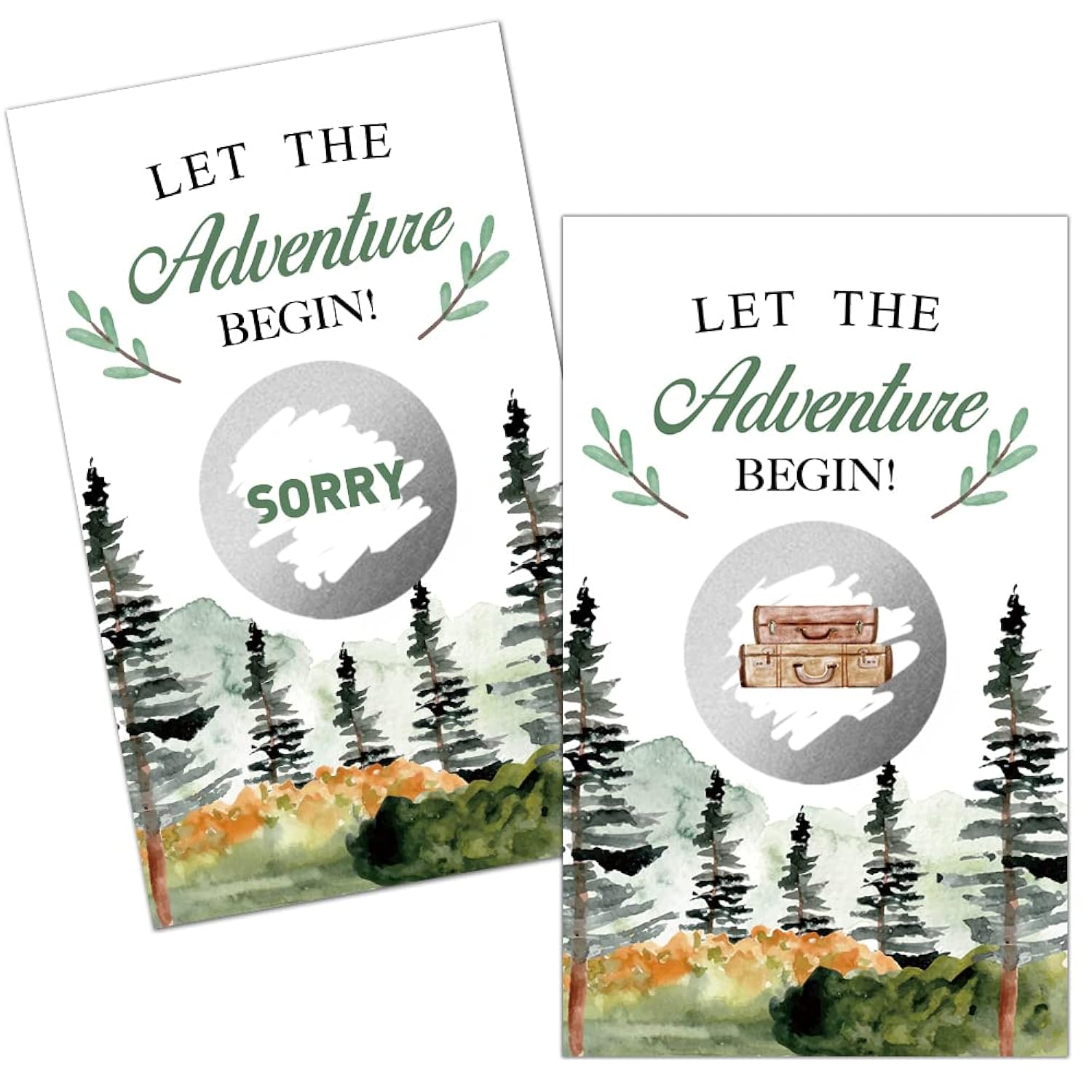 50 Pack Adventure Theme Baby Shower Game Scratch Off Cards For Baby Shower, Baby Shower Activity And Idealet The Adventure Begin
