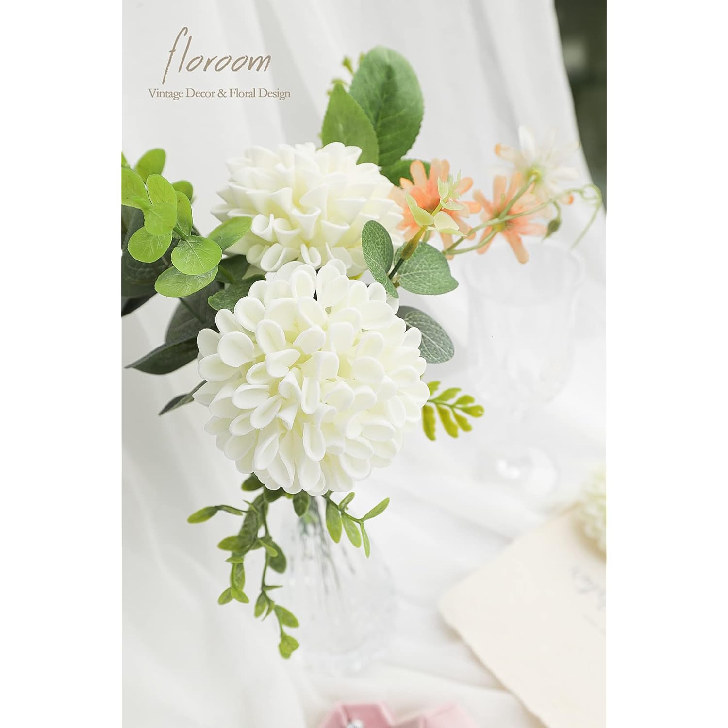 Artificial Dahlia Flowers 25Pcs Real Looking Ivory Foam Fake Roses With Stems For Diy Wedding Bouquets White Bridal Shower Centerpieces Floral Arrangements Party Tables Home Decoration