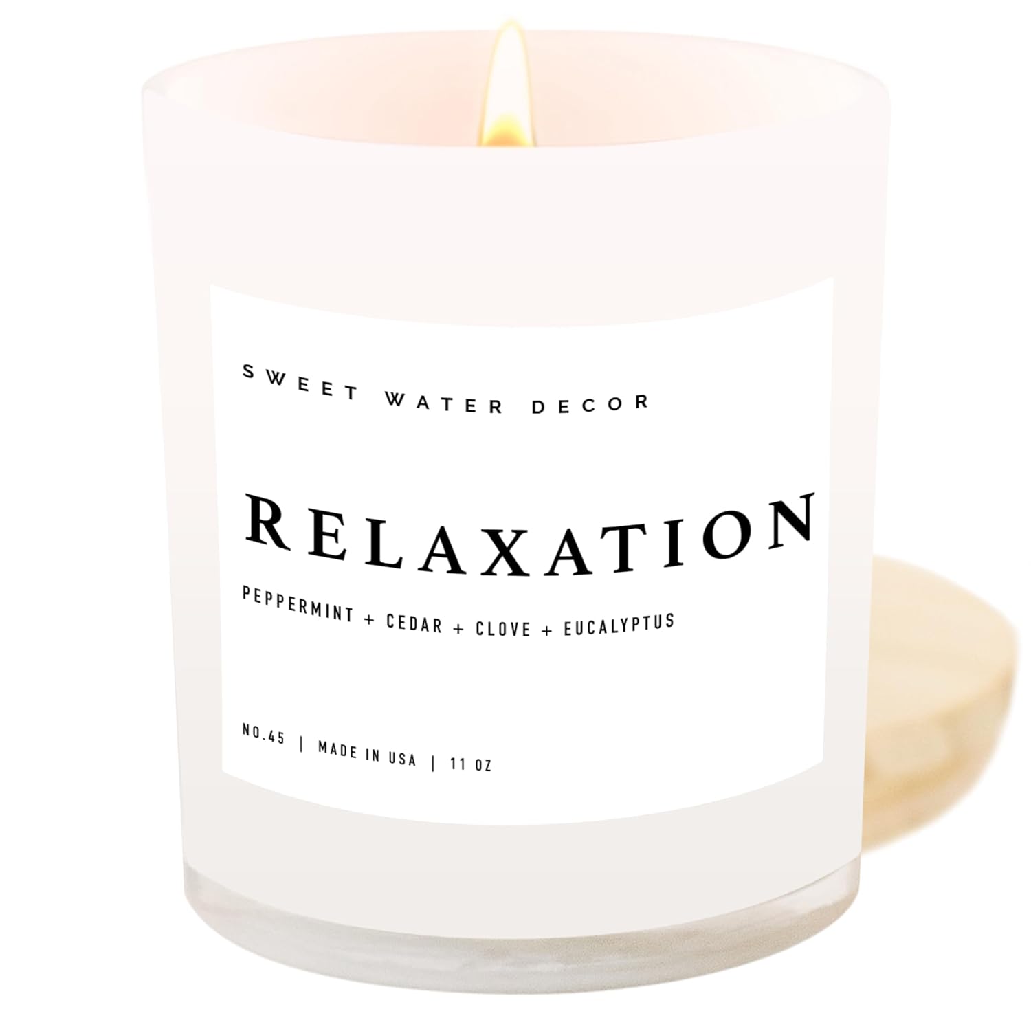 Relaxation Candle - Peppermint, Clove, Cedar, Eucalyptus Scented Aromatherapy Candle - 11Oz Jar Candle With Wood Lid, 50+ Hour Burn Time, Made In The Usa - Spa Candle For Spring