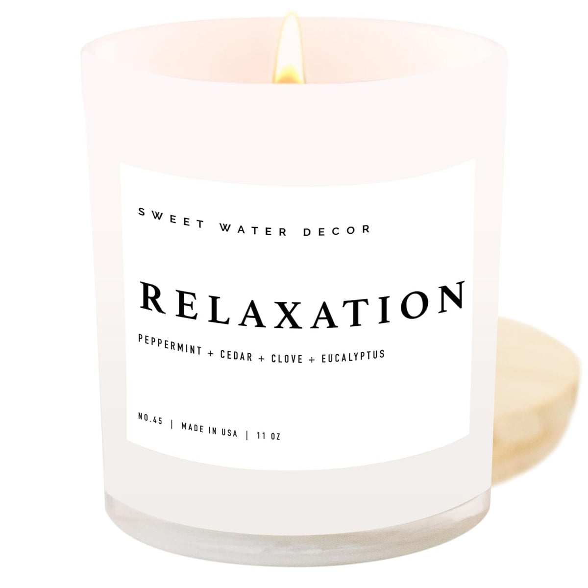 Relaxation Candle - Peppermint, Clove, Cedar, Eucalyptus Scented Aromatherapy Candle - 11Oz Jar Candle With Wood Lid, 50+ Hour Burn Time, Made In The Usa - Spa Candle For Spring