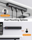 Black Power Strip Surge Protector with 6 Outlets and 4 USB Ports for Garage and Workshop