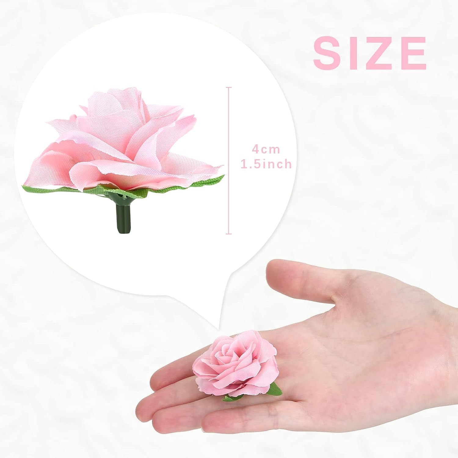 50Pcs Mini Pink And White Roses Artificial Flowers Bulk, 1.6" Small Silk Fake Roses Flower Heads For Decoration, Crafts, Wedding Centerpieces Party Home Decor