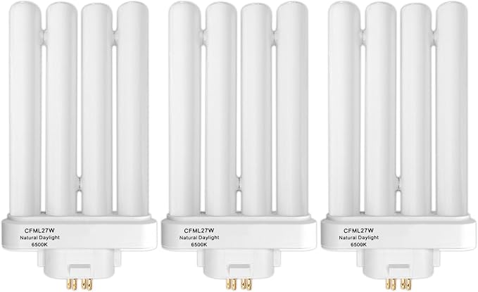 CFML27VLX Replacement Bulbs 3 Pack 27W GX10Q-4 6500K Natural Daylight Fluorescent Lamp
