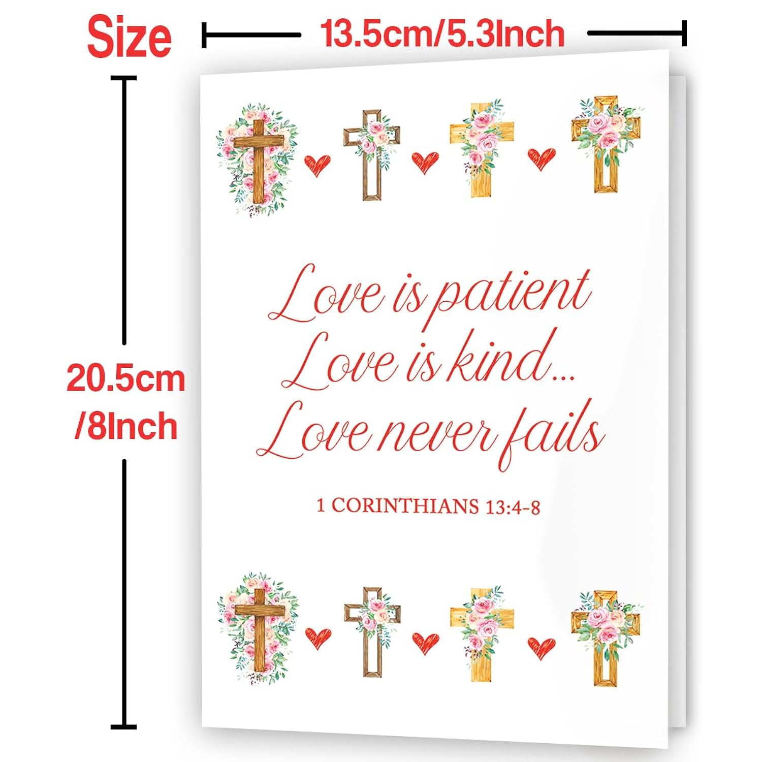 Religious Valentines Day Card,Christian Cross Valentines Day Gift For Women Men,Greeting Card For Baptism, Prayer, Christening