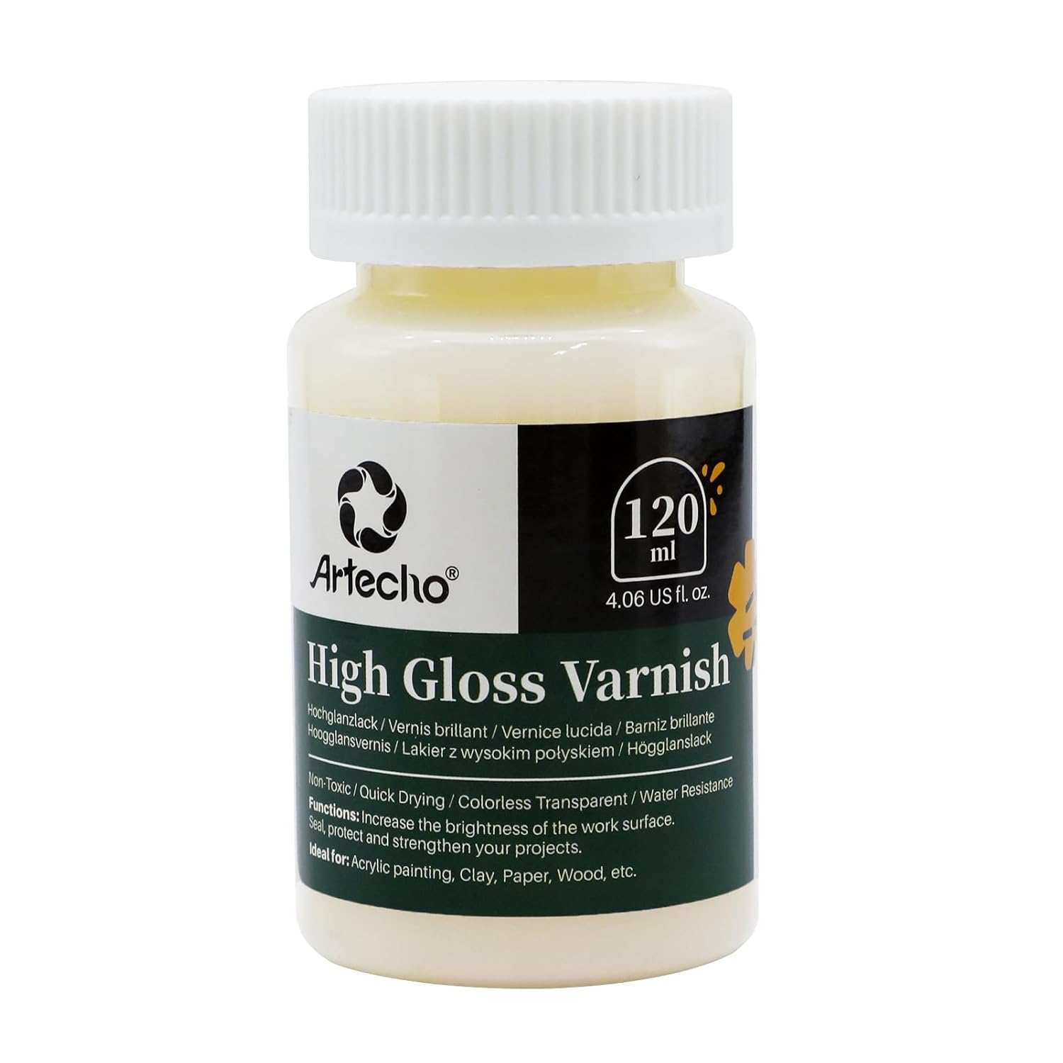 High Gloss Varnish 4Oz / 120Ml For Air Dry Clay, Acrylic Painting, Wood, Canvas