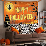 Spooky Happy Halloween Banner XL 72x44 Inch Orange Photo Backdrop for Party Decorations