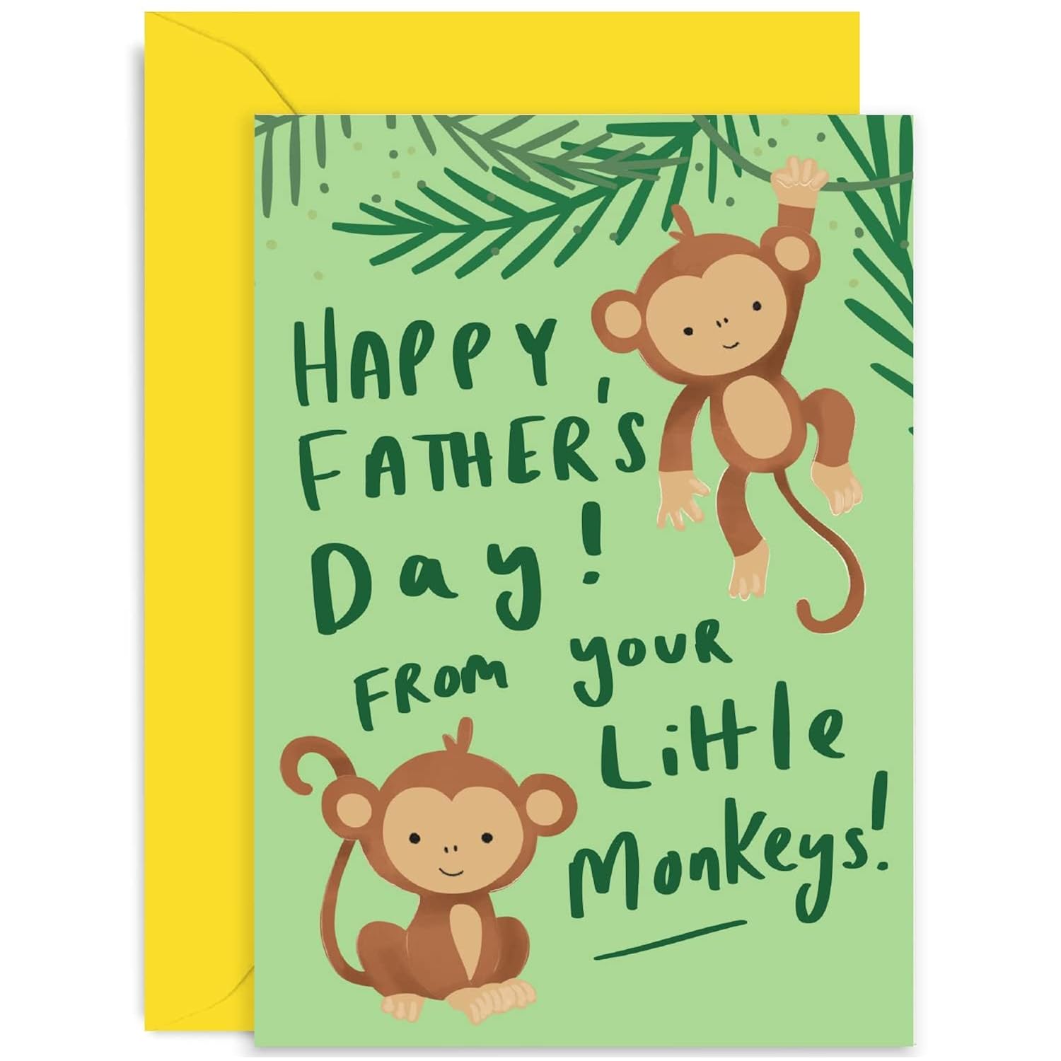 Old English Co. Cute Father'S Day Card From Young Children - From Your Little Monkeys Card For Daddy From Son, Daughter, Twins - 1St Father'S Day Card - New Dad Card | Blank Inside With Envelope