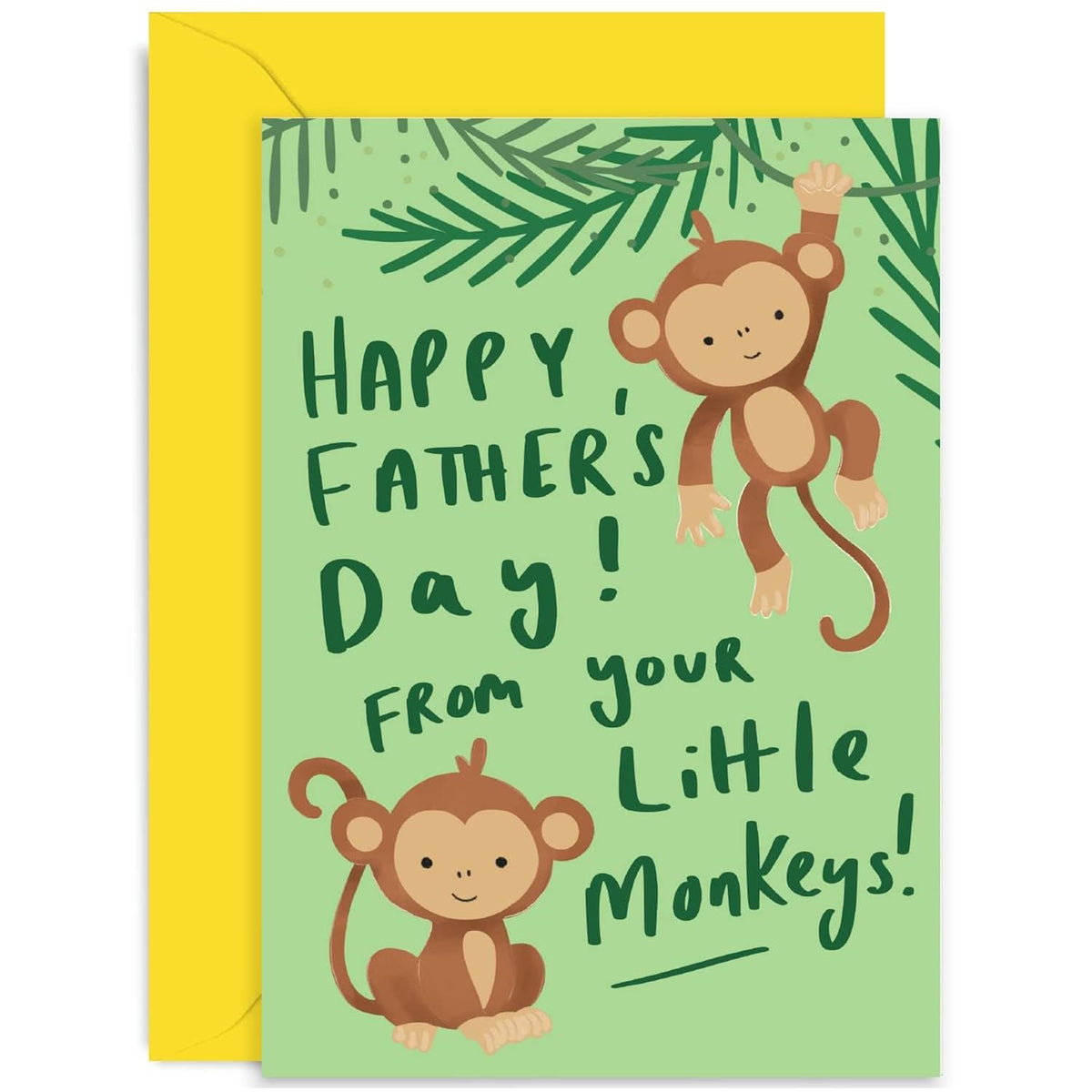 Old English Co. Cute Father'S Day Card From Young Children - From Your Little Monkeys Card For Daddy From Son, Daughter, Twins - 1St Father'S Day Card - New Dad Card | Blank Inside With Envelope
