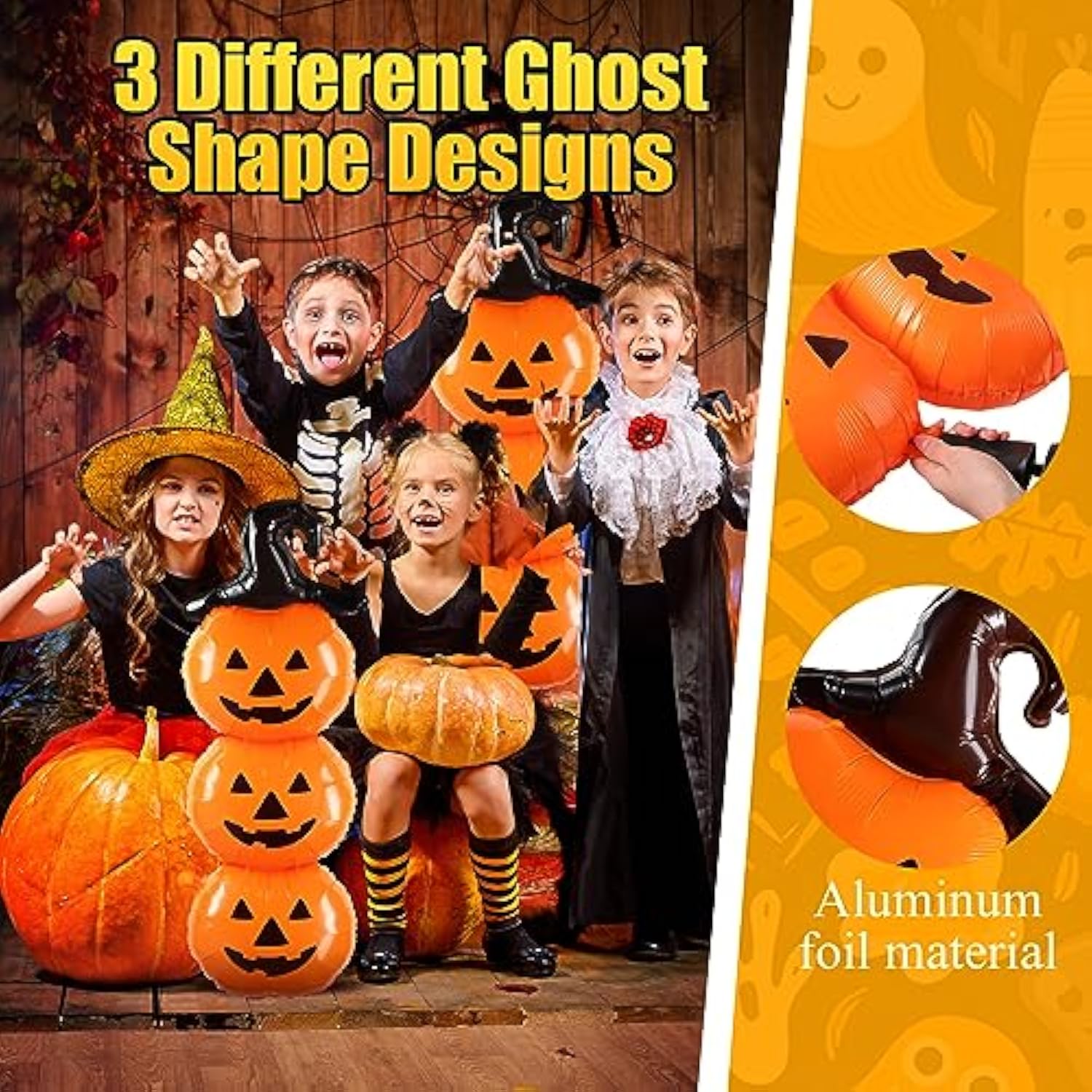 2 Pcs Scary Halloween Foil Pumpkin Balloons Large Orange Party Decorations Set