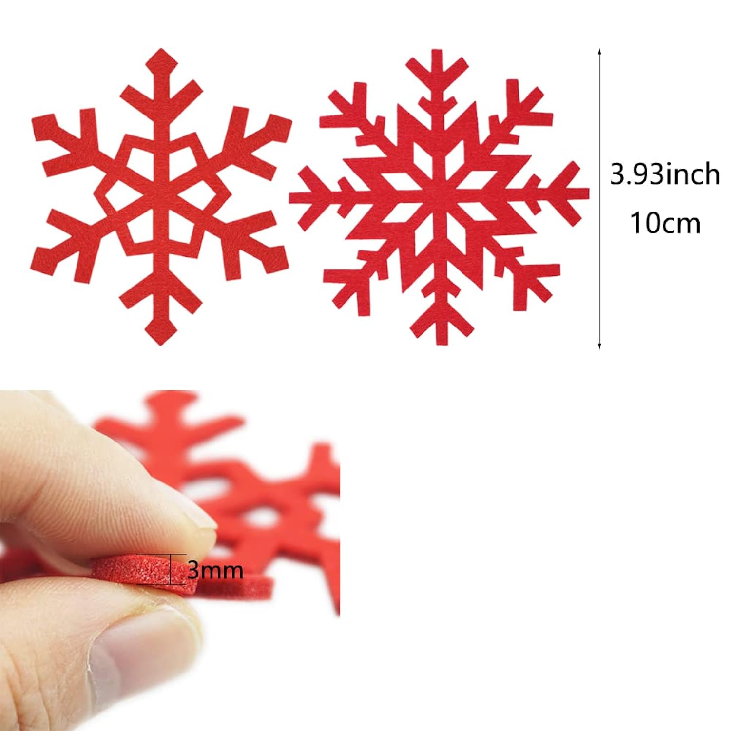 10Pcs Red Snowflake Felt Coasters Set Christmas Drink Coasters Cup Mat For Christmas Winter Party Decoration