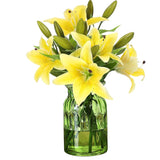 Artificial Tiger Lily Latex Real Touch Flower Home Wedding Party Decor,Pack Of 5 (Yellow)