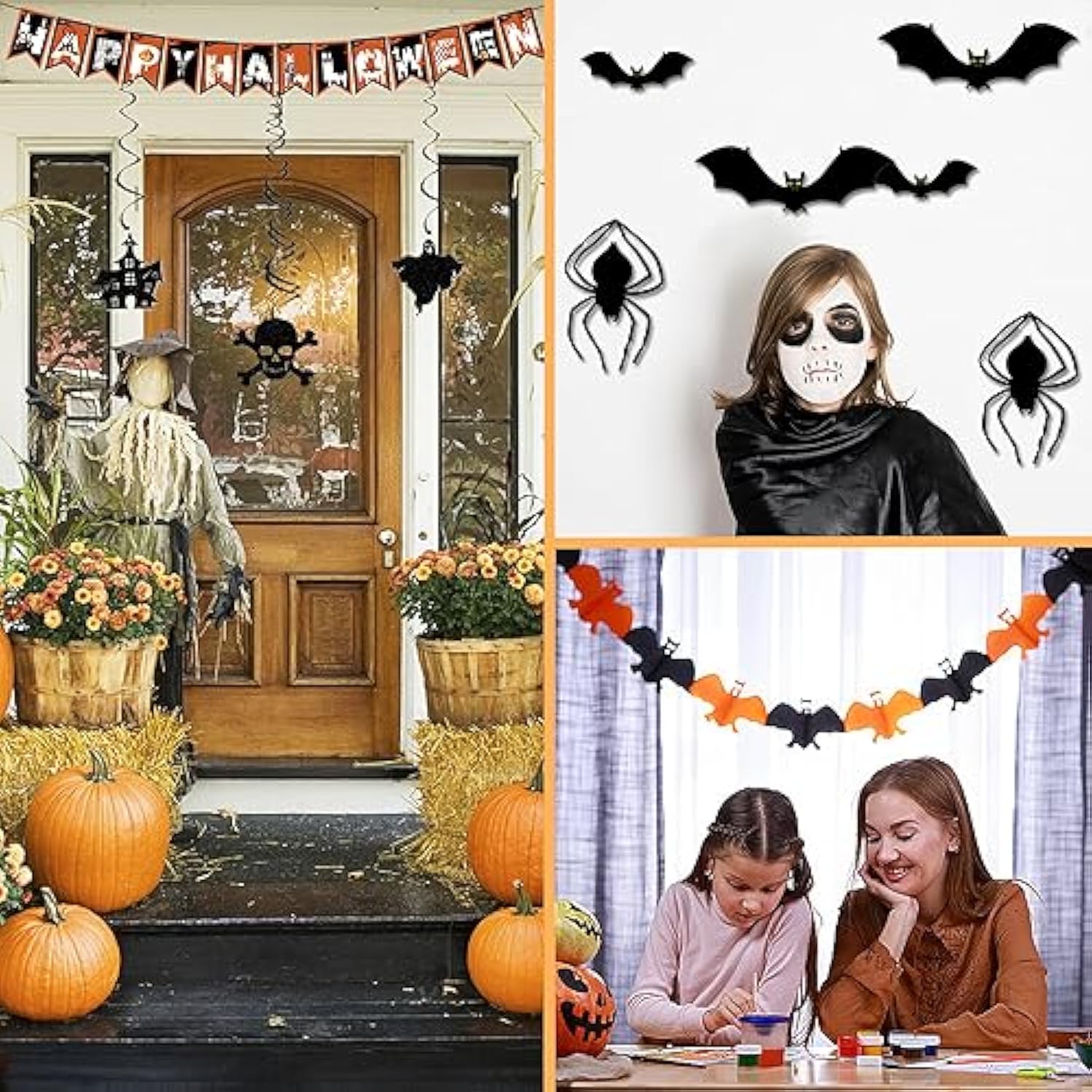 Halloween Indoor Hanging Swirl Decor with Bats Spiders Pumpkins Skulls Ghosts Party Supplies