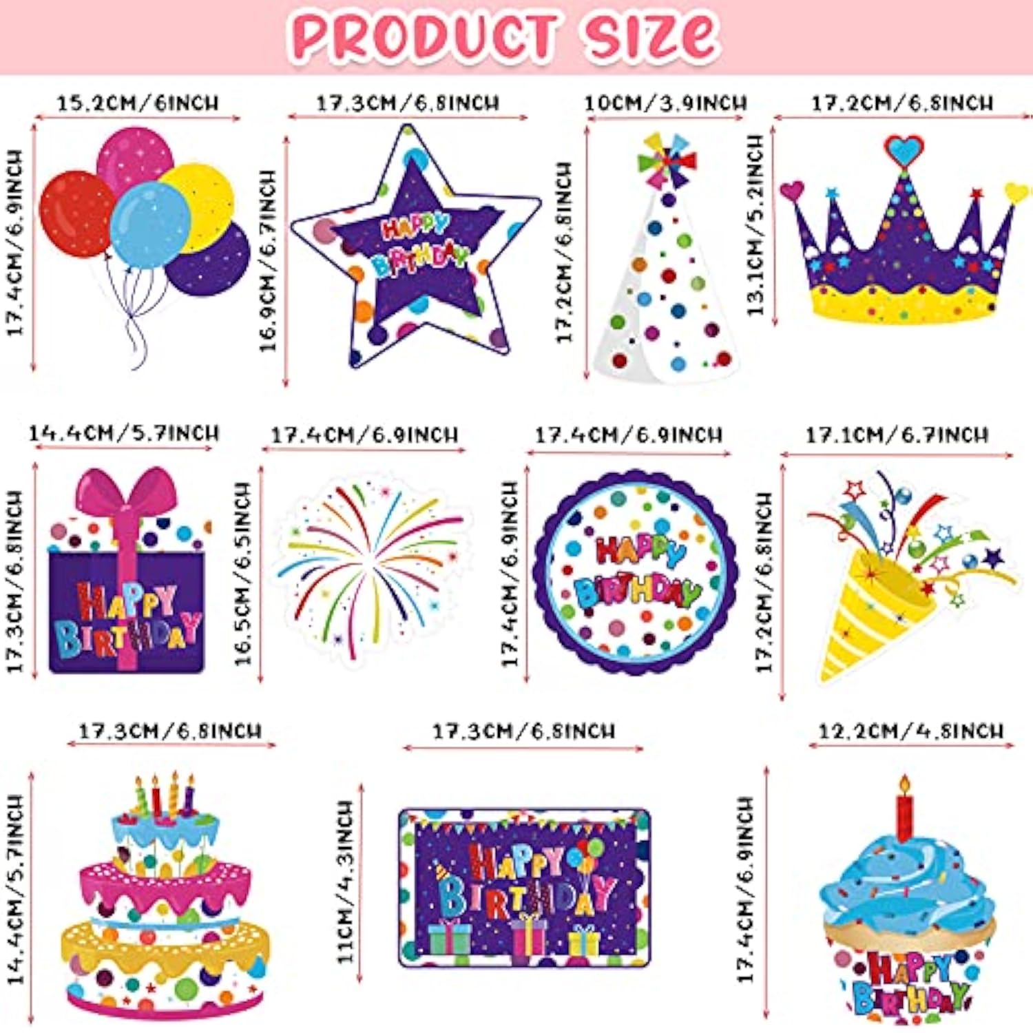 30Pcs Colorful Birthday Hanging Swirls Cupcake Balloon Ceiling Décor