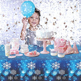 3pcs Blue Snowflake Christmas Tablecloths Winter Party Decor