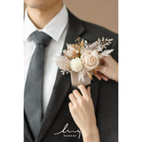 Pocket Boutonniere Single, Boutonniere For Men Groom For Wedding, Prom, Homecoming, Anniversary, Graduation, Etc.White Beige, 6" W X 5" H