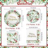 Christmas Party Supplies, Serve 50, Christmas Seasonal Holly Tableware Includes: Paper Dinner Plates, Dessert Plates, Luncheon Napkins And Beverage Napkins, Great For Party Decorations
