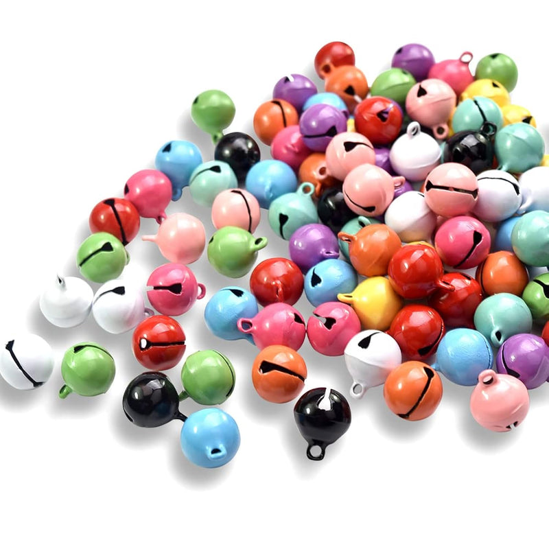 100 Pack Colorful Christmas Jingle Bells Metal 14Mm Small Mini Bell Holiday Ho