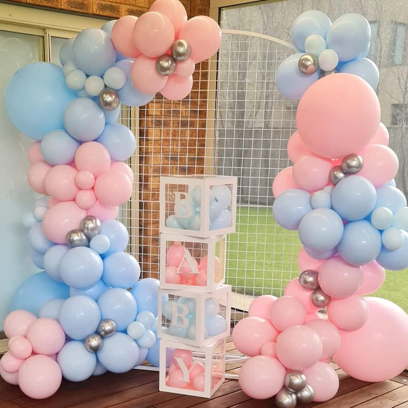 139Pcs Gender Reveal Balloon Garland Arch Kit With Pink And Blue Ballo