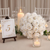 Wedding Bouquets For Bride, Rhinestone Wedding Flowers Bridal Bridesmaid Bouquets Artificial Flower With Silk Ribbon Light Champagne Toss Rose Holding Flower For Civil Ceremony Prom Party