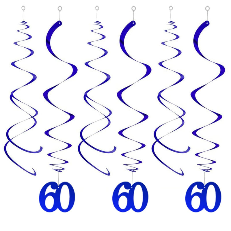 60Th Birthday Party Swirl Decorations,Blue Sixty Years Old Hanging Swi