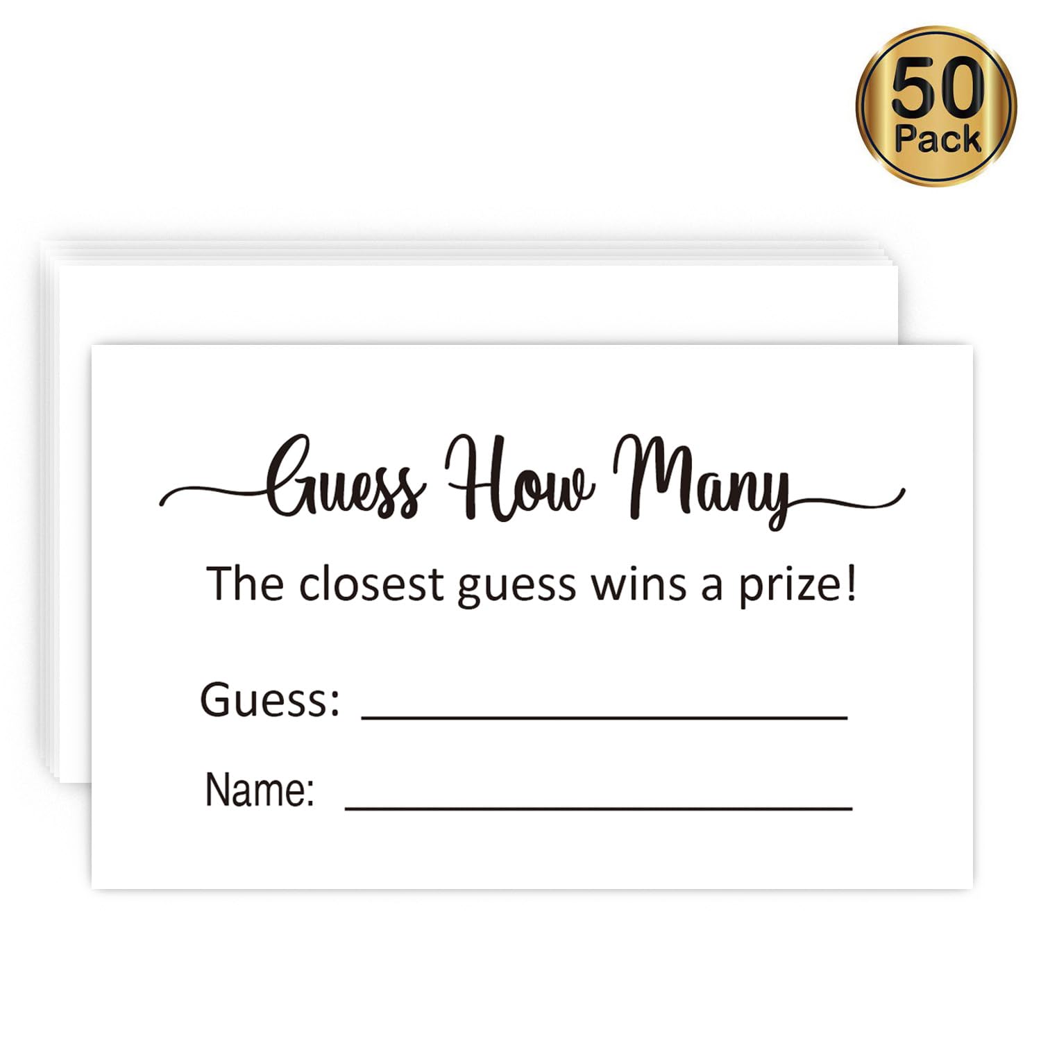 Guess How Many Game Cards, (50 Cards) Baby Shower Game Cards (Minimalist) 3.5" X 2"