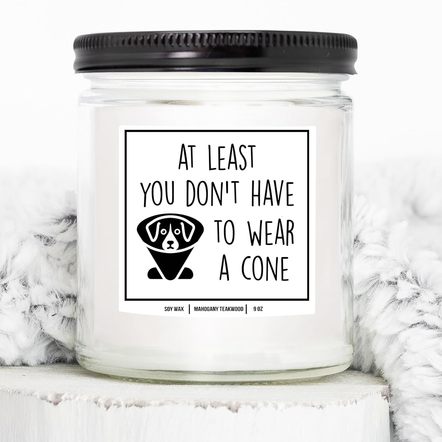 You Nique Designs At Least You Dont Have To Wear A Cone Get Well Soon Candle 9Oz, Post Surgery Gifts, Get Well Candle For Women, Men, Surgery Recovery After Surgery Gift Ideas (Mahogany Teakwood)