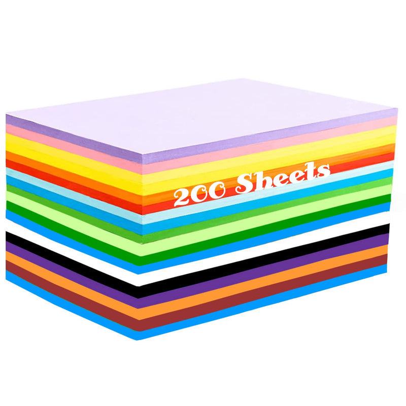 200 Sheets Colored Paper, A4 Origami Paper Colored Copy Paper Printer Paper Fo