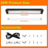T5 UVB Reptile Light Fixture Combo Kit 24W 10.0 with 22.68 Inch Terrarium Hood for Bearded Dragon Gecko