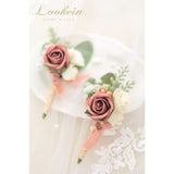 Set Of 2 Wedding Boutonniere For Men Artificial Flowers Wedding Groom Groomsmen Boutonniere For Wedding Ceremony Anniversary Formal Dinner Party, Dusty Rose