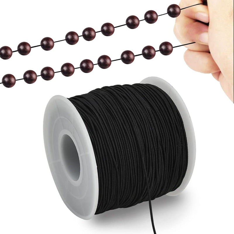 1Mm X 110 Yards Black Elastic String For Bracelet Jewelry Making, Stretchy Cor