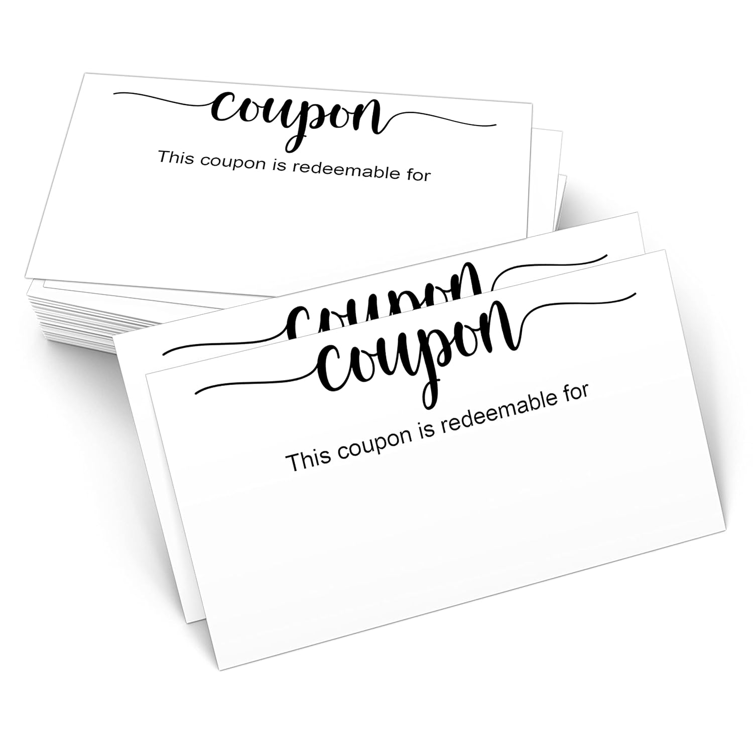 Blank Coupon Cards White, Made In Usa - 3.5X2, Little Make Your Own Gift Certificate, Vouchers For Present, Holiday, Valentines Simple Redeemable For Design, Lots Of Space To Write, 50-Pack