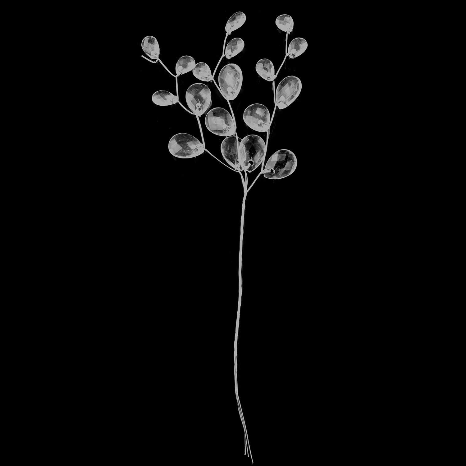 Artificial Flower Bouquet 50Pcs White Plastic Artificial Flower Stem With Crystal Acrylic Bead Drop For Wedding Party Home Decor 15Cm Crystal Bud Branches