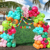 161pcs Tropical Balloon Arch Kit — Hawaiian Luau Flowers & Confetti Decor