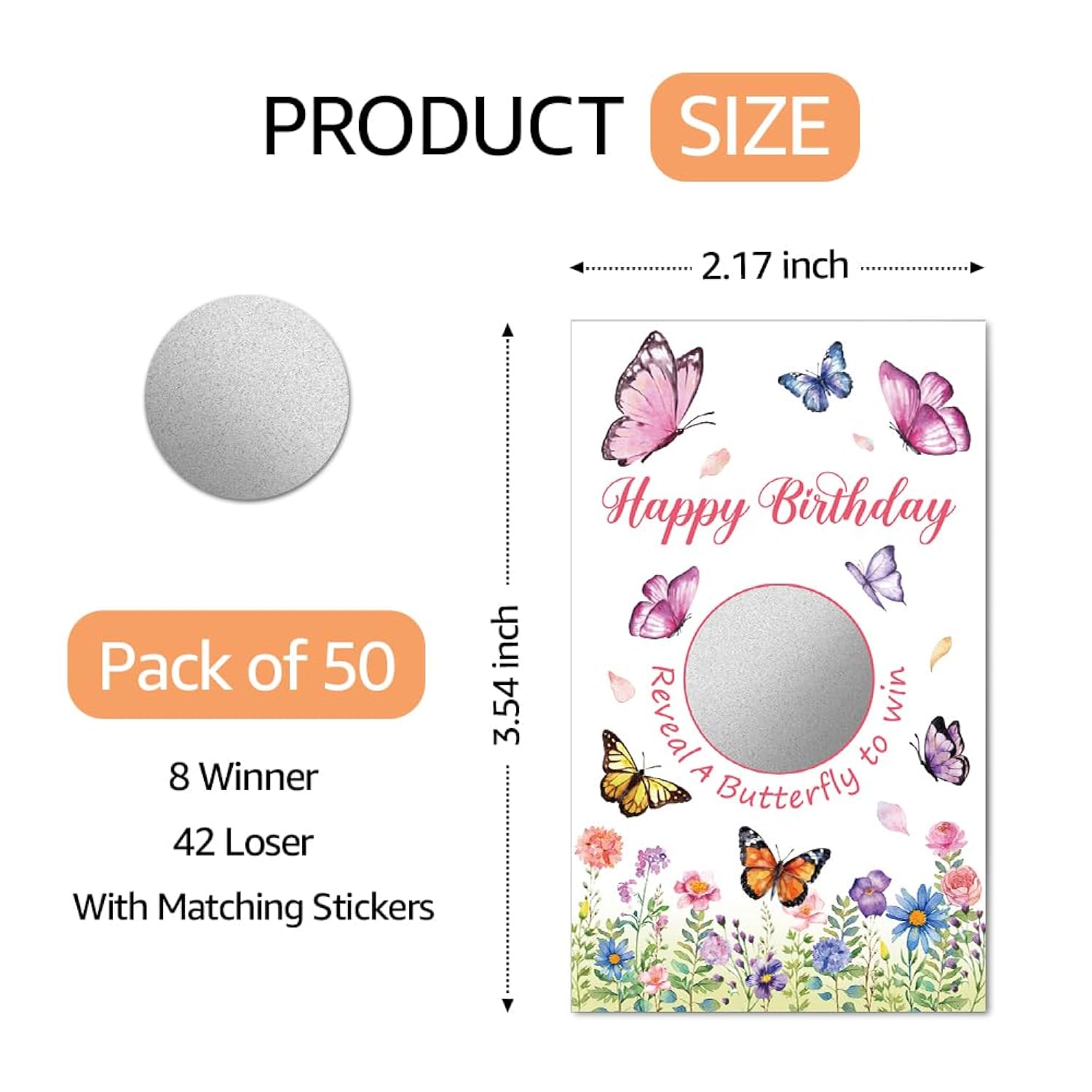50Pcs Welcome To The Birthday Party Scratch Off Game, Butterfly Scratch Cards For Birthday Party, Lottery Group Game Raffle Tickets For Butterfly Lovers, Funny Floral Baby Shower Activity