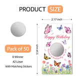 50Pcs Welcome To The Birthday Party Scratch Off Game, Butterfly Scratch Cards For Birthday Party, Lottery Group Game Raffle Tickets For Butterfly Lovers, Funny Floral Baby Shower Activity