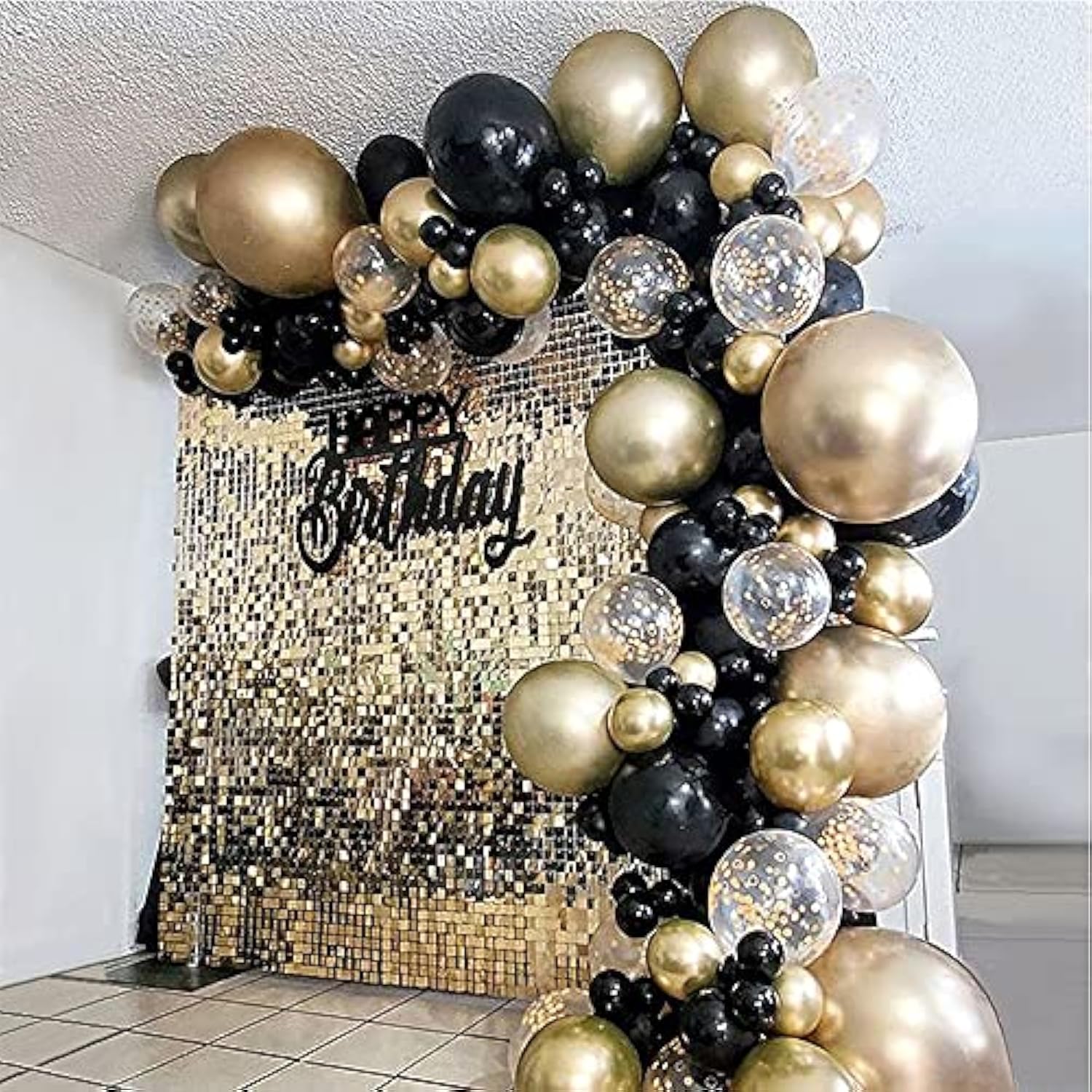 121PCS Black Gold Balloon Garland Kit for Birthday, Graduation, and Parties