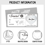 Personalised Gray Scratch-Off Boarding Pass Ticket With Envelopes, 2 Set 3.5"X8"Surprise Travel Ticket Gift, Special For Holiday Birthday Valentine'S Day Christmas Wedding Gift Card-005/2