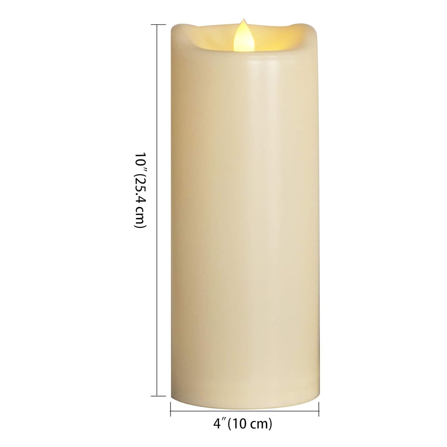 10"X4" Battery Operated Flameless Led Pillar Candle, Outdoor Waterproof Flickering Light With Remote & Timer For Halloween Party Wedding Party Home Decoration, 1 Pack