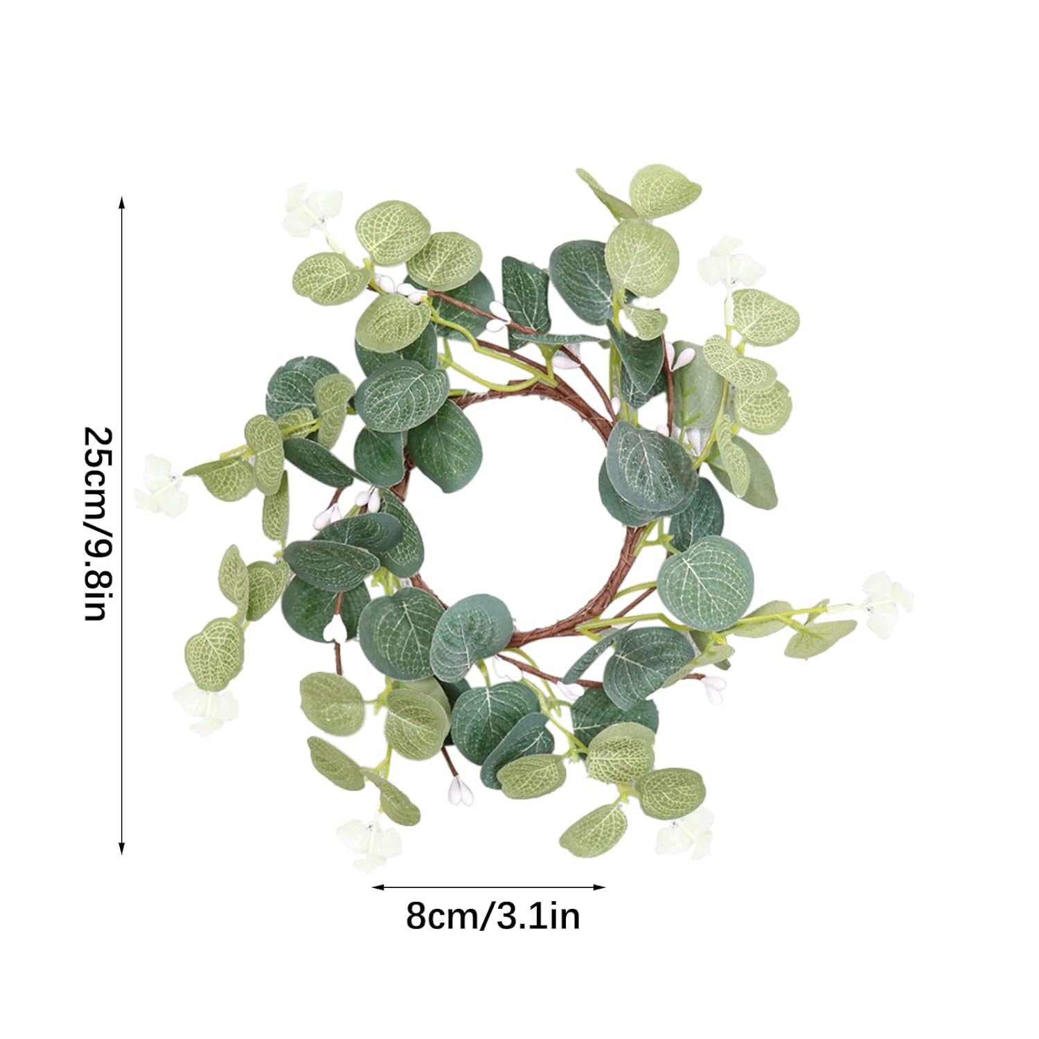 4 Pieces Pillar Candle Rings Wreaths, Artificial Eucalyptus Leaves Wreaths Greenery Candleholders, Rustic Farmhouse Decorative Wreath For Easter Christmas Wedding Party Home Table Door