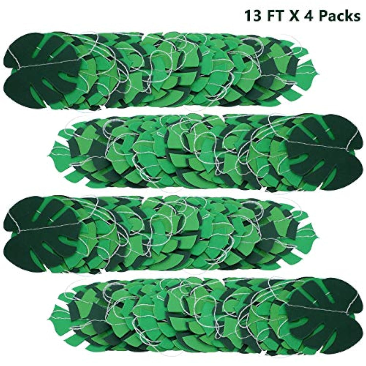 4 Pieces 13 Feet Palm Tropical Banner Palm Leaf Banner Hawaii Luau Par