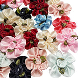 40Pcs Satin Ribbon Flower Bows Rose Craft Wedding Sewing Appliques Pol