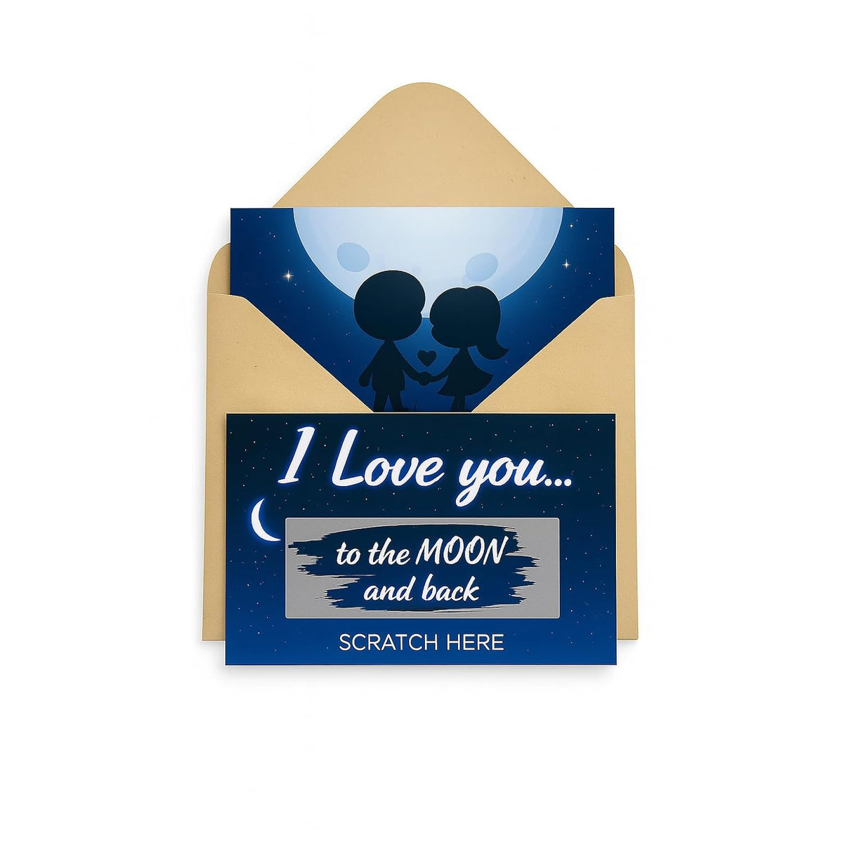 Romantic Scratch Off Greeting Card With Kraft Envelope – Cute I Love You Card For Boyfriend Or Girlfriend, Anniversary & Valentine’S Day Gift, Emotional Love Note For Him Or Her