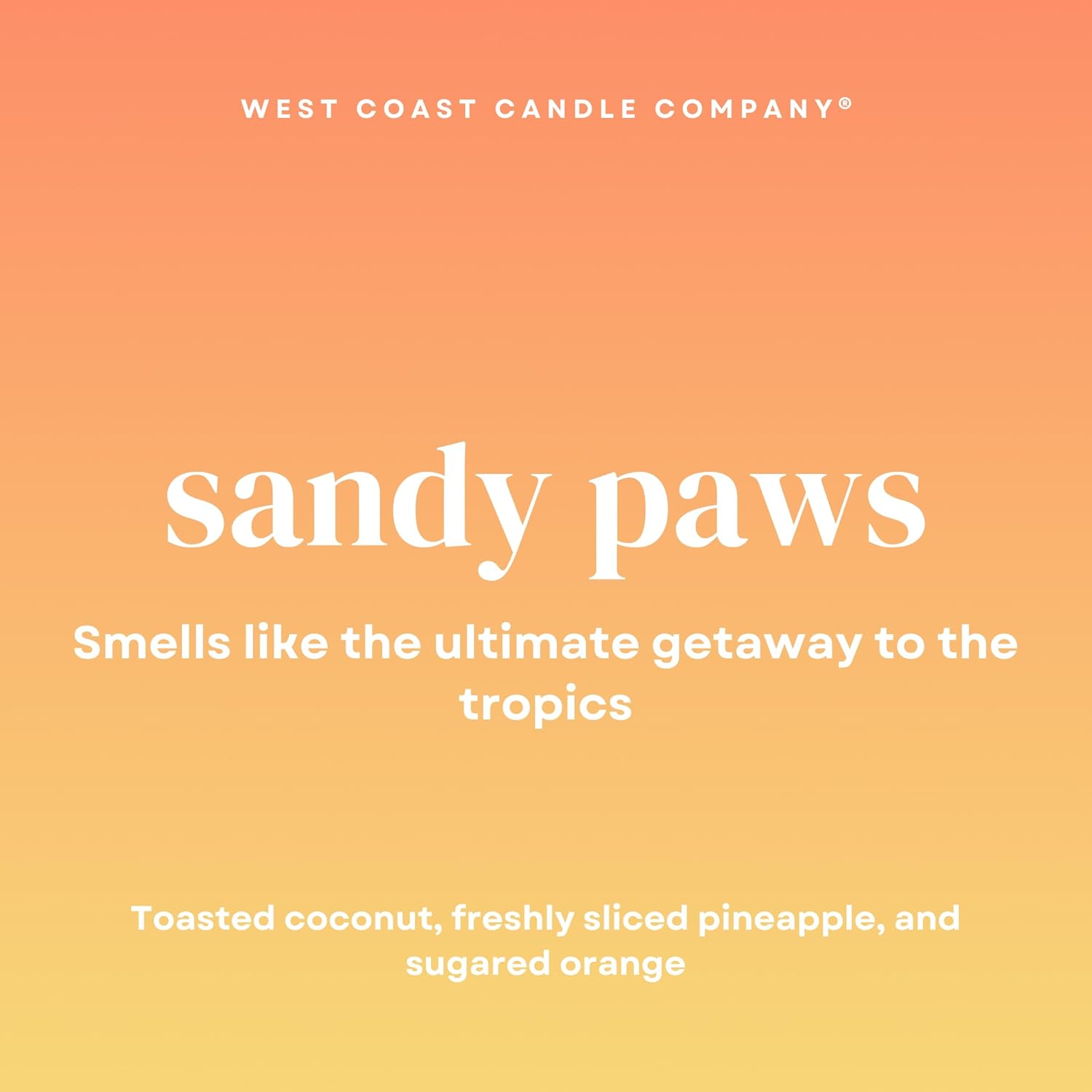 Sandy Paws | Pet Friendly Candle | Soy-Free Coconut Apricot Wax | Clean Burning | Non-Toxic | Veterinarian Approved | Pet Odor Eliminator | Air Freshening Scented Candle | 9 Oz