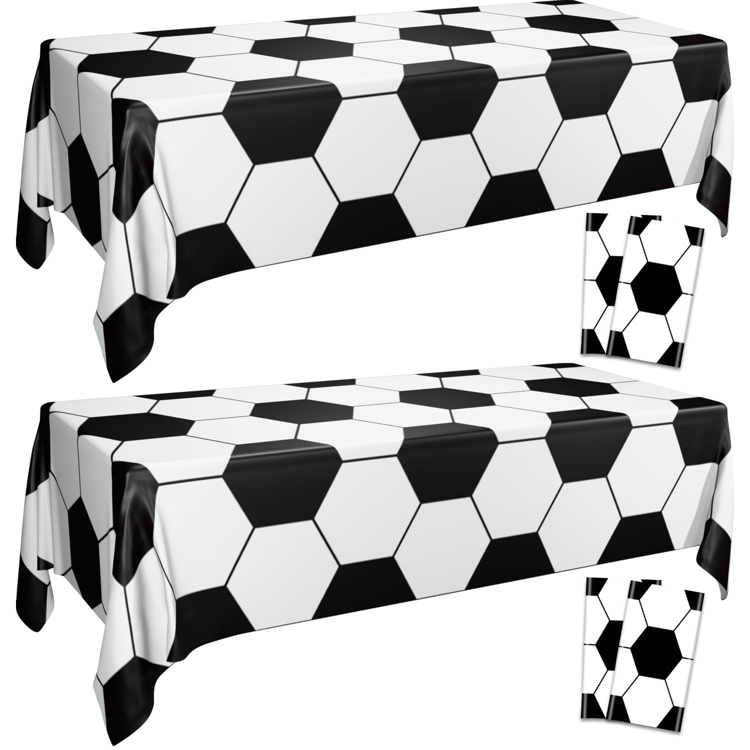 Soccer Table Cloth, 4 Pack Rectangle Soccer Pattern Party Table Covers for Children's Sports Birthday Party Decorations Picnic, 51 x 86 inch