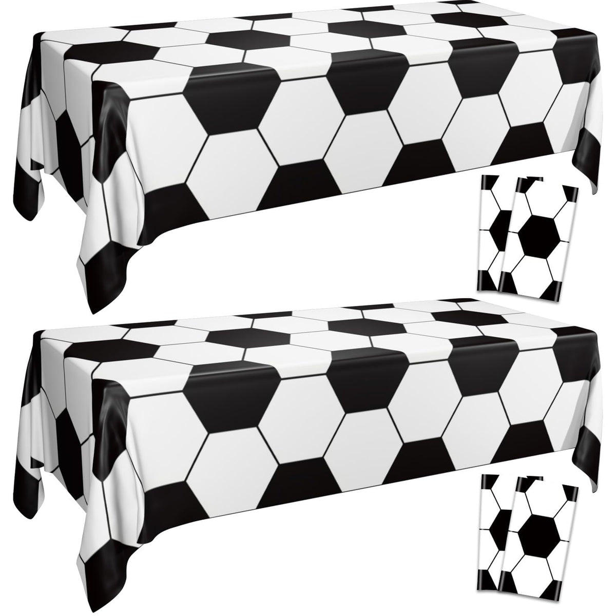 Soccer Table Cloth, 4 Pack Rectangle Soccer Pattern Party Table Covers for Children's Sports Birthday Party Decorations Picnic, 51 x 86 inch
