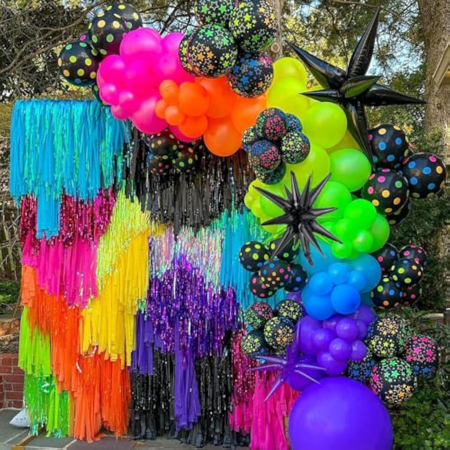 Glow In The Dark Balloon Arch Garland Kit, 165Pcs Uv Neon Luminous Fluorescent Rainbow Balloons For Let'S Glow Party Back To 80S 90S Disco Rock Roll Birthday Party Decorations